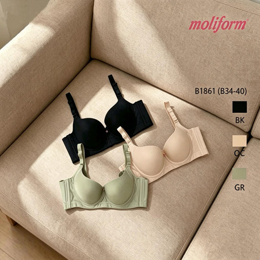 Moliform Wired Lightly Padded Demi Cup Bra /  Coli Berwayar  B1861  Saiz B34-40
