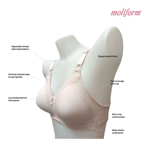 Moliform Full Coverage Soft Cup Wireless Bra / Coli Lembut Liputan Penuh Tanpa Dawai B621 Saiz B75-95