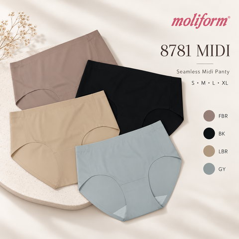 Moliform Daily Comfort Seamless Midi Panty / Seluar Dalam Midi Tanpa Jahitan Saiz S-XL  (8781)