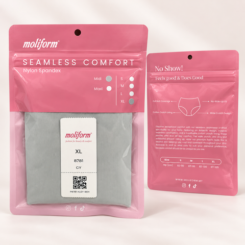 Moliform Daily Comfort Seamless Midi Panty / Seluar Dalam Midi Tanpa Jahitan Saiz S-XL  (8781)