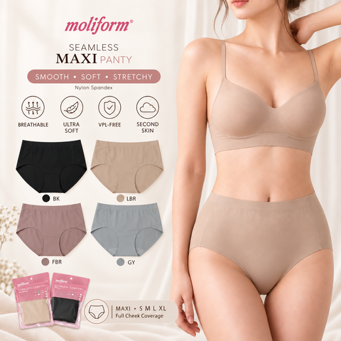 Moliform Daily Comfort Seamless Maxi Panty / Seluar Dalam Maxi Tanpa Jahitan Saiz S-XL (8782)