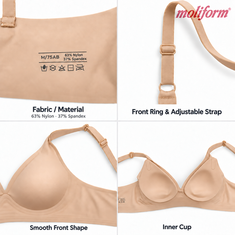 Moliform Seamless Wireless Jelly Support Everyday Bra / Bra Harian Sokongan Jalur Jeli Tanpa Dawai M-XL - 7648