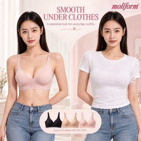 Moliform Seamless Wireless Jelly Support Everyday Bra / Bra Harian Sokongan Jalur Jeli Tanpa Dawai M-XL - 7648
