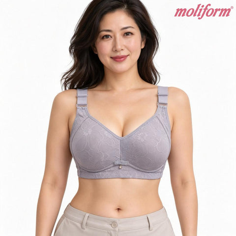 Moliform Wireless Thin-Cup Floral Lace Full Coverage Bra/Coli Tanpa Dawai Cawan Nipis Berenda Bunga Liputan Penuh- 7669