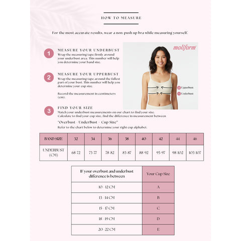Moliform Wireless Thin-Cup Floral Lace Full Coverage Bra/Coli Tanpa Dawai Cawan Nipis Berenda Bunga Liputan Penuh- 7669