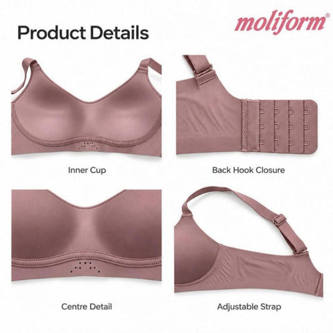 Moliform Breathable Seamless Wirefree Bra | Bra Wanita Tanpa Wayar | Cawan Span Lembut | Selesa & Bernafas  - 7647