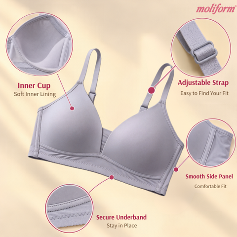 Moliform Wireless Smooth Seamless Bra /Coli Tanpa Dawai Cawan Lembut Saiz C36–C40 - 7662