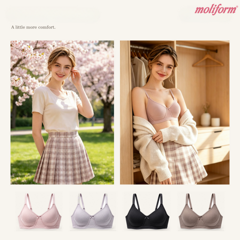 Moliform Wireless Soft Cup Bra /Coli Tanpa Dawai Cawan Lembut Saiz B34–B38 - 7670