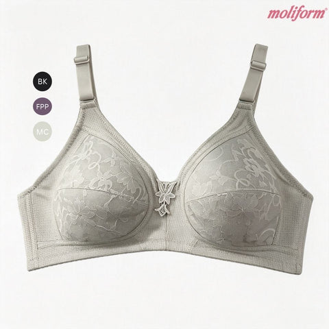 Moliform Wireless Breathable Lightly Padded Lace Bra/Tanpa Dawai Cawan Berlapik Nipis B36-B44 - 7663