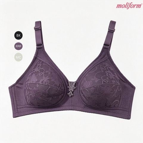 Moliform Wireless Breathable Lightly Padded Lace Bra/Tanpa Dawai Cawan Berlapik Nipis B36-B44 - 7663