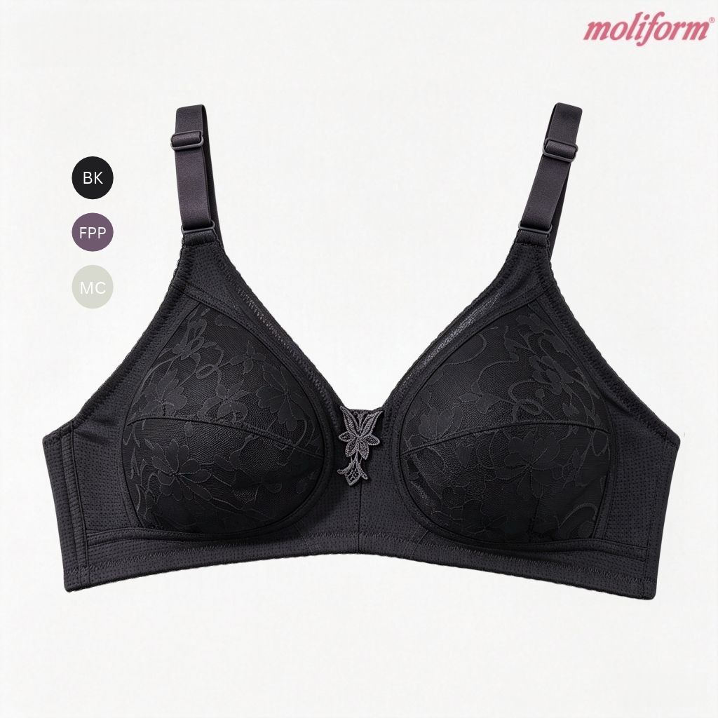 Moliform Wireless Breathable Lightly Padded Lace Bra/Tanpa Dawai Cawan Berlapik Nipis B36-B44 - 7663