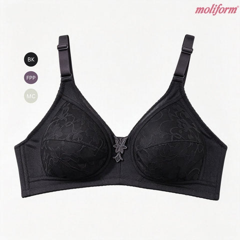 Moliform Wireless Breathable Lightly Padded Lace Bra/Tanpa Dawai Cawan Berlapik Nipis B36-B44 - 7663